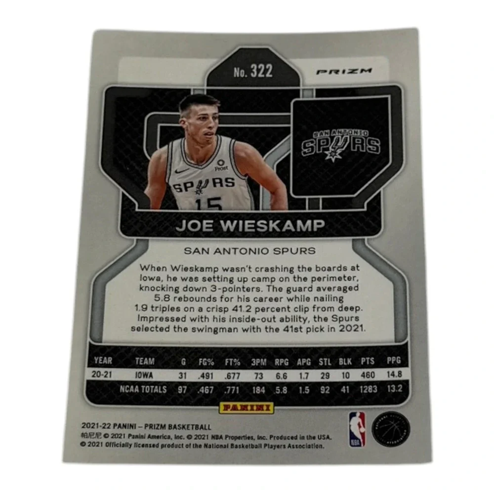 2021-22 Panini Prizm Joe Wieskamp Green Prizm RC Rookie Card #322 Spurs NBA - Picture 2 of 2